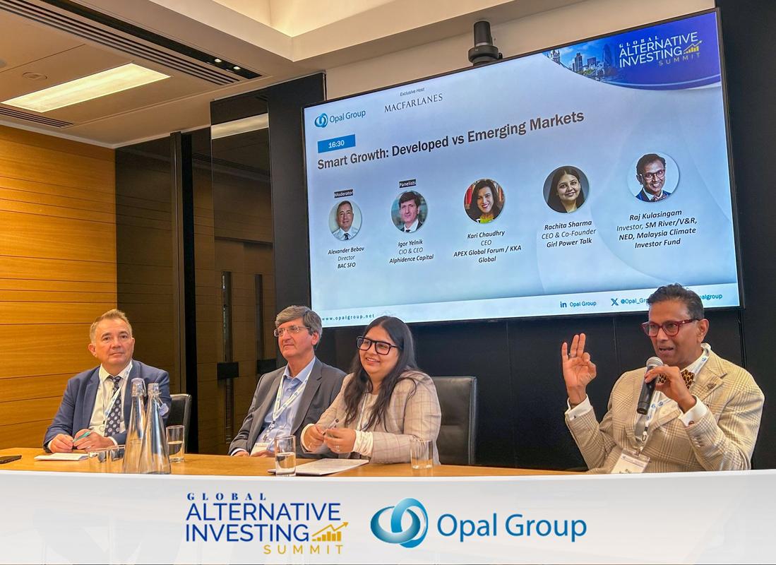Rachita Sharma on a panel at the Opal Group summit in London